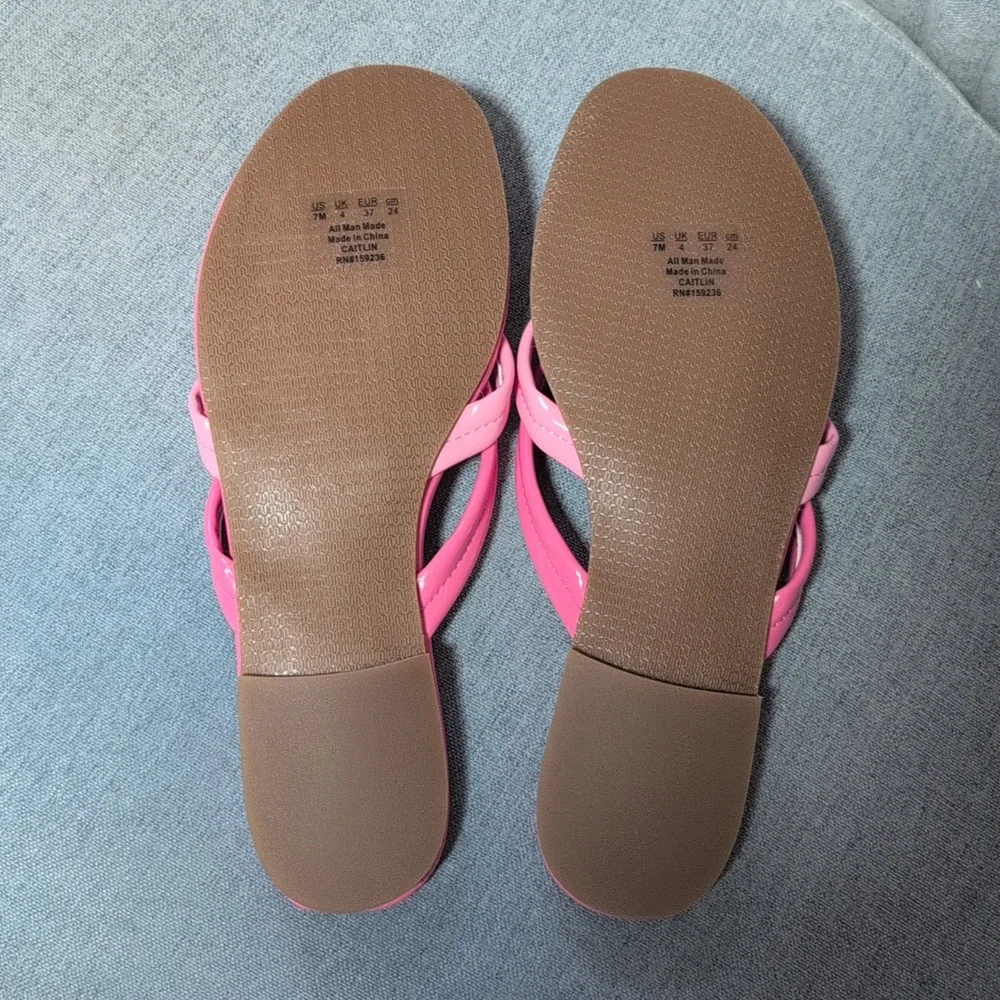 J. McLaughlin Caitlin Thong Sandal Pink with Dust Bag Box Size 7